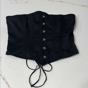 WF * MIK Black Corset with adjustable tie back and Silver hardware front | M